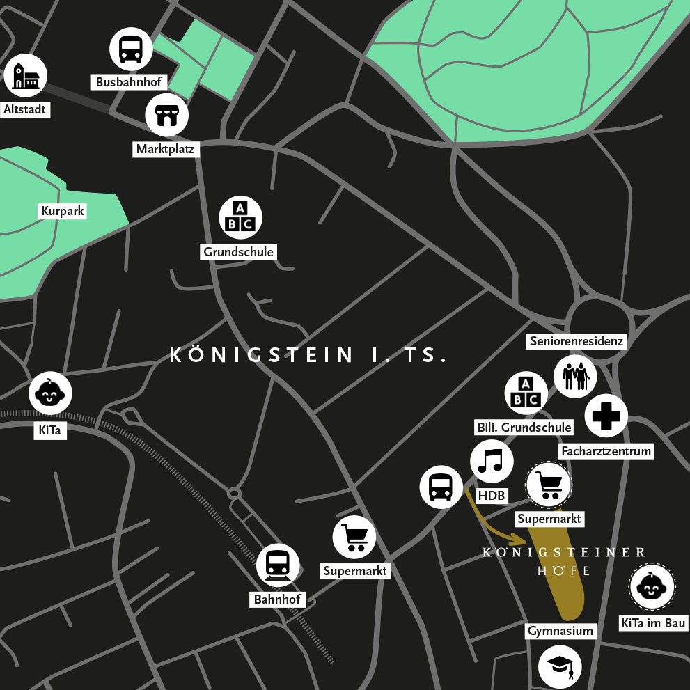 Lageplan Königsteiner Höfe auf Straßenkarte