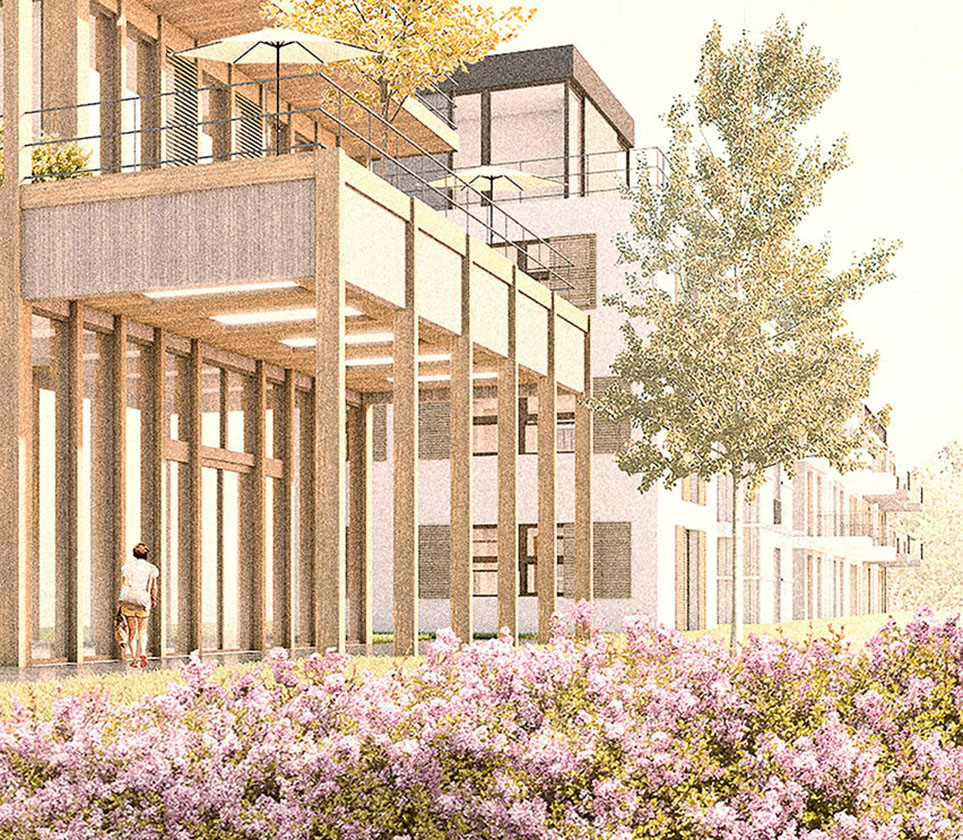 Rendering Detail Königsteiner Höfe geplant von Eberhard + Florian Horn Architektur + Projektplanung