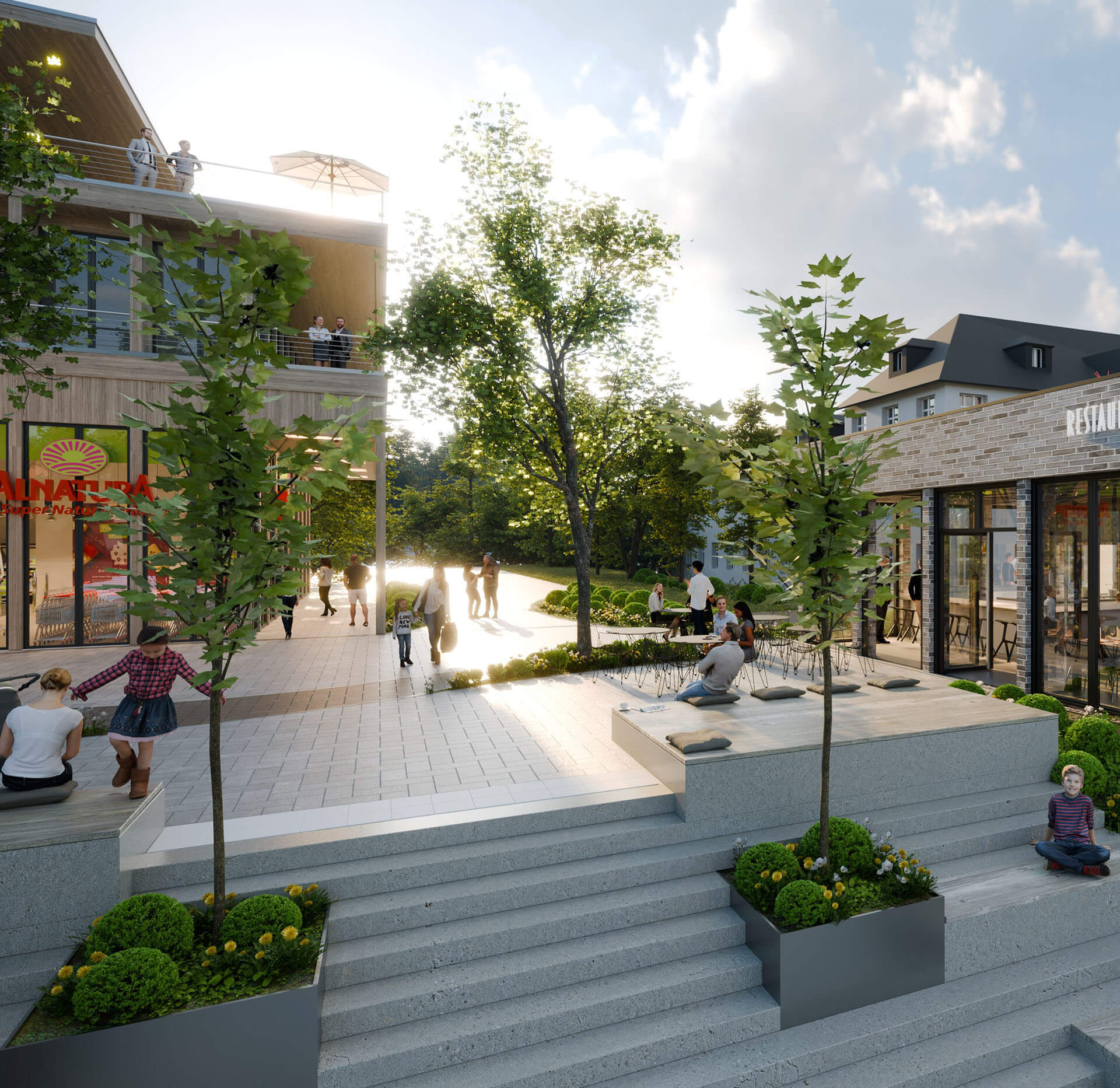 Projektentwicklung Architektur Königsteiner Höfe Supermarkt und Bistro