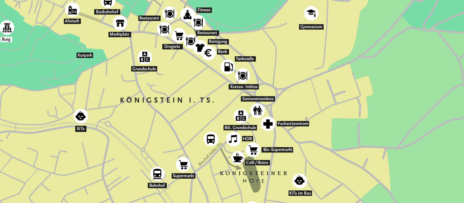 Lageplan Wohn- und Gewerbequartier Königsteiner Höfe in Königstein im Taunus