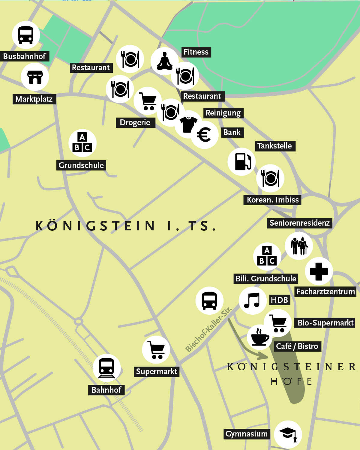 Lageplan Wohn- und Gewerbequartier Königsteiner Höfe in Königstein im Taunus